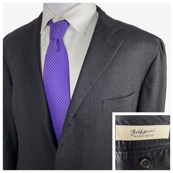 Hugo Boss x Baldessarini Sport Coat Black Super 120's Wool Pinstripe Blazer